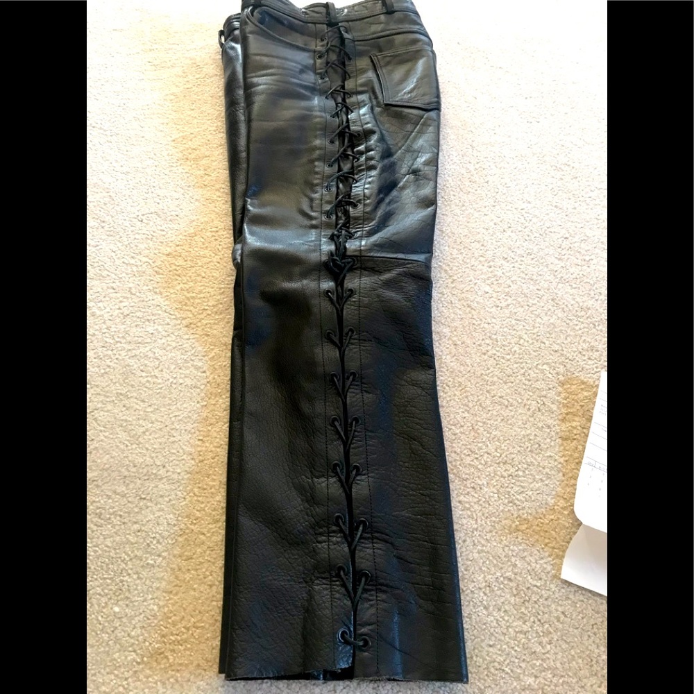 Jammin Leather Side Lace Up Pants Size 34